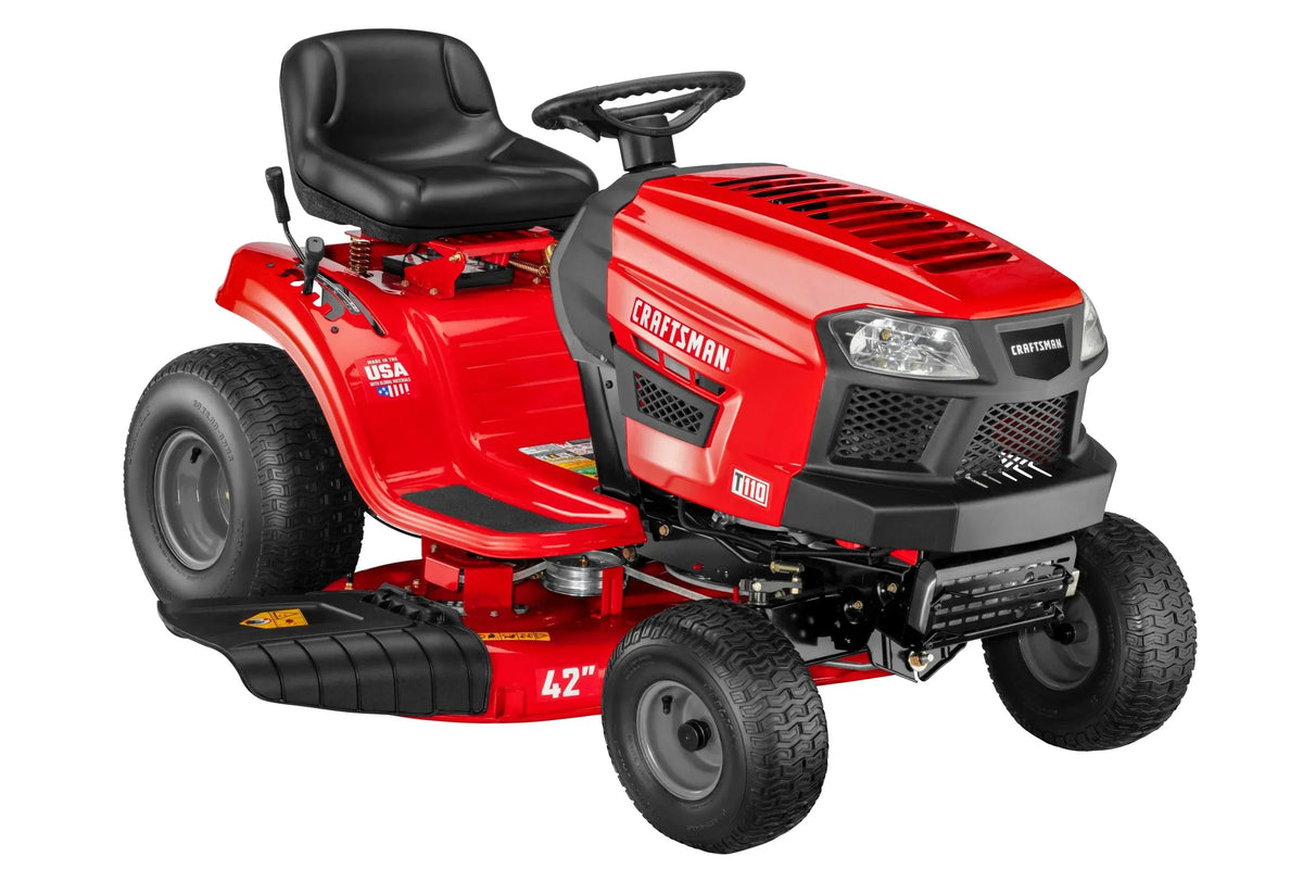 Craftsman T110 42-in Riding Lawn Mower -- 17.5 HP Briggs & Stratton Engine -- 7-Speed Transmission -- Model 13AN77XS093