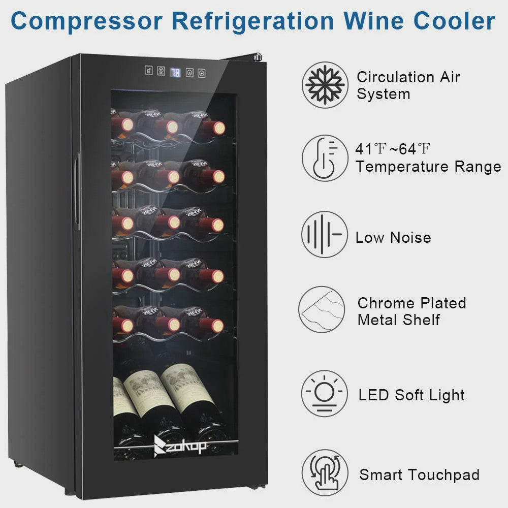 Zimtown 1.8Cu.Ft 18Bottle Compressor Wine Cooler Refrigerator Freestanding Compact Mini Wine Fridge