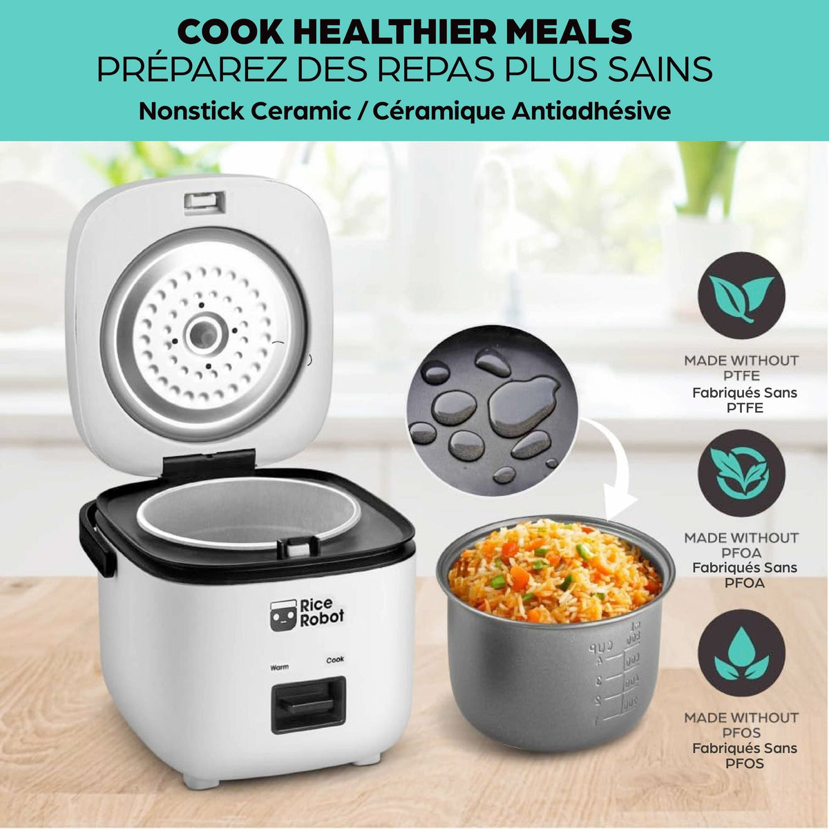 As Seen On TV Nonstick Rice Cooker Robot, Large, 2-L Capacity