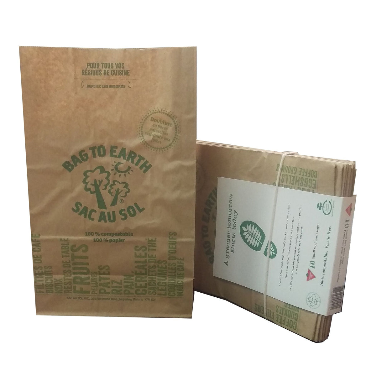 Bag to Earth Small Organic Compostable and Biodegradable Food Waste Bags, 10-pk, 5.5-L