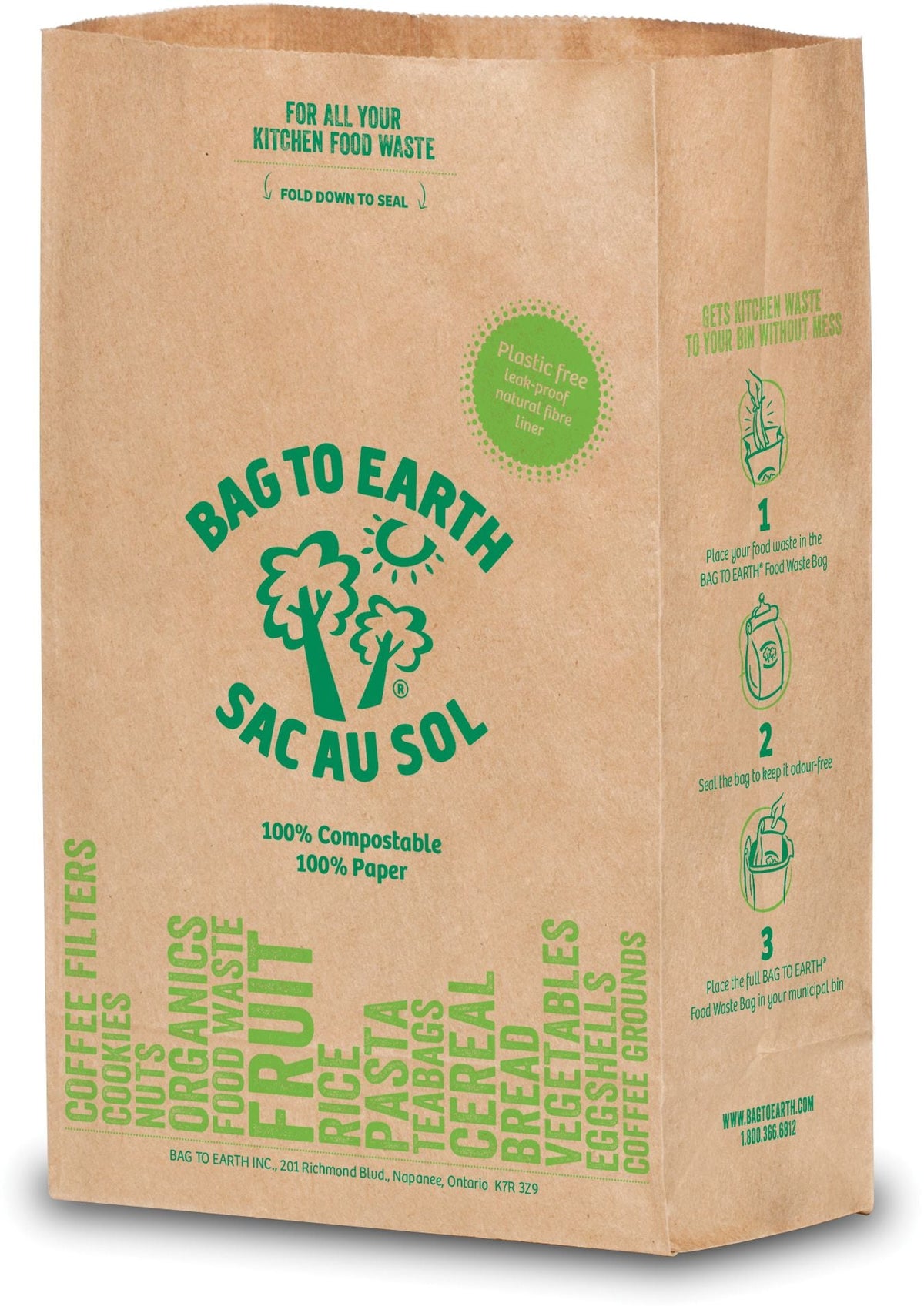 Bag to Earth Small Organic Compostable and Biodegradable Food Waste Bags, 10-pk, 5.5-L
