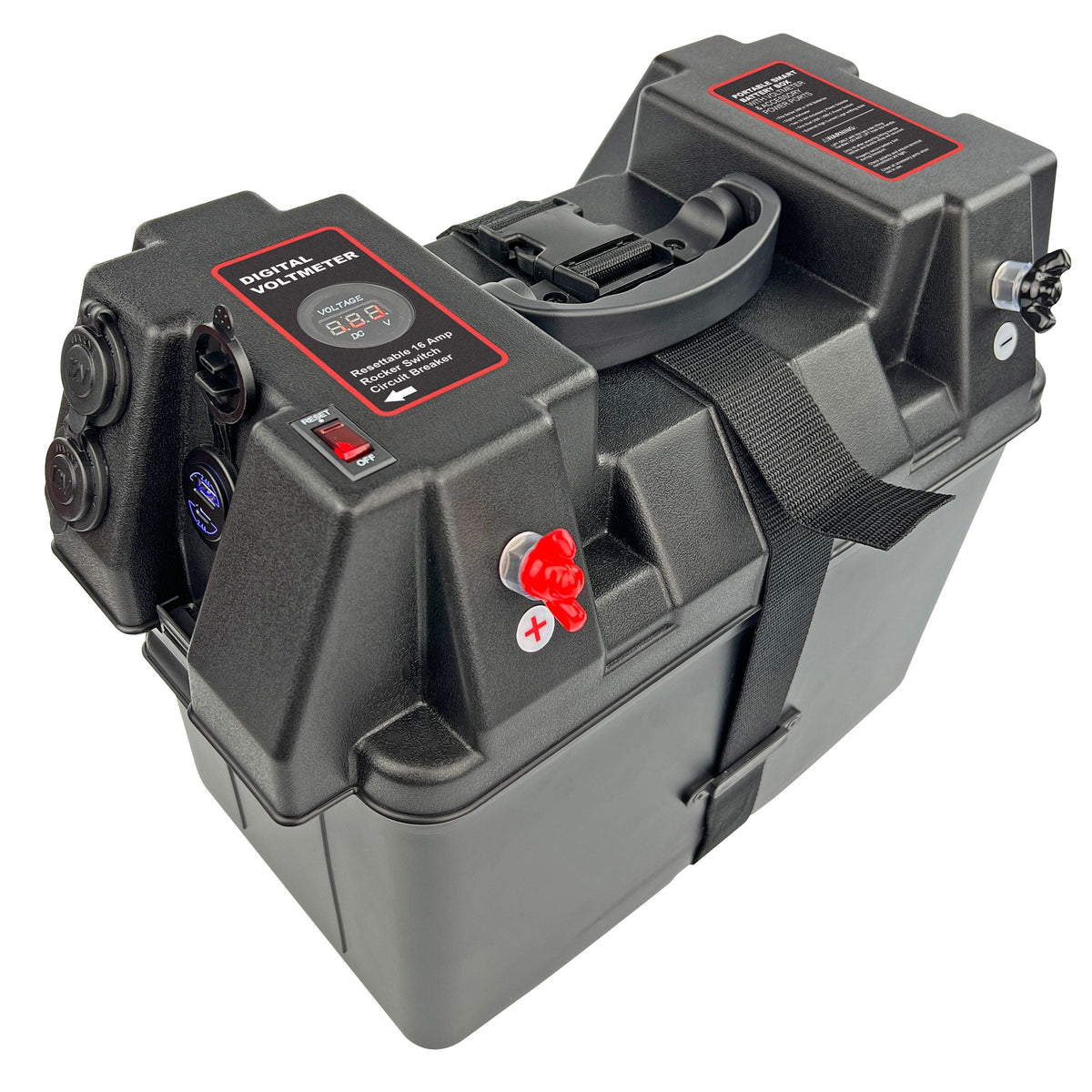 Battery Box Power Station with Charge Indicator, Black