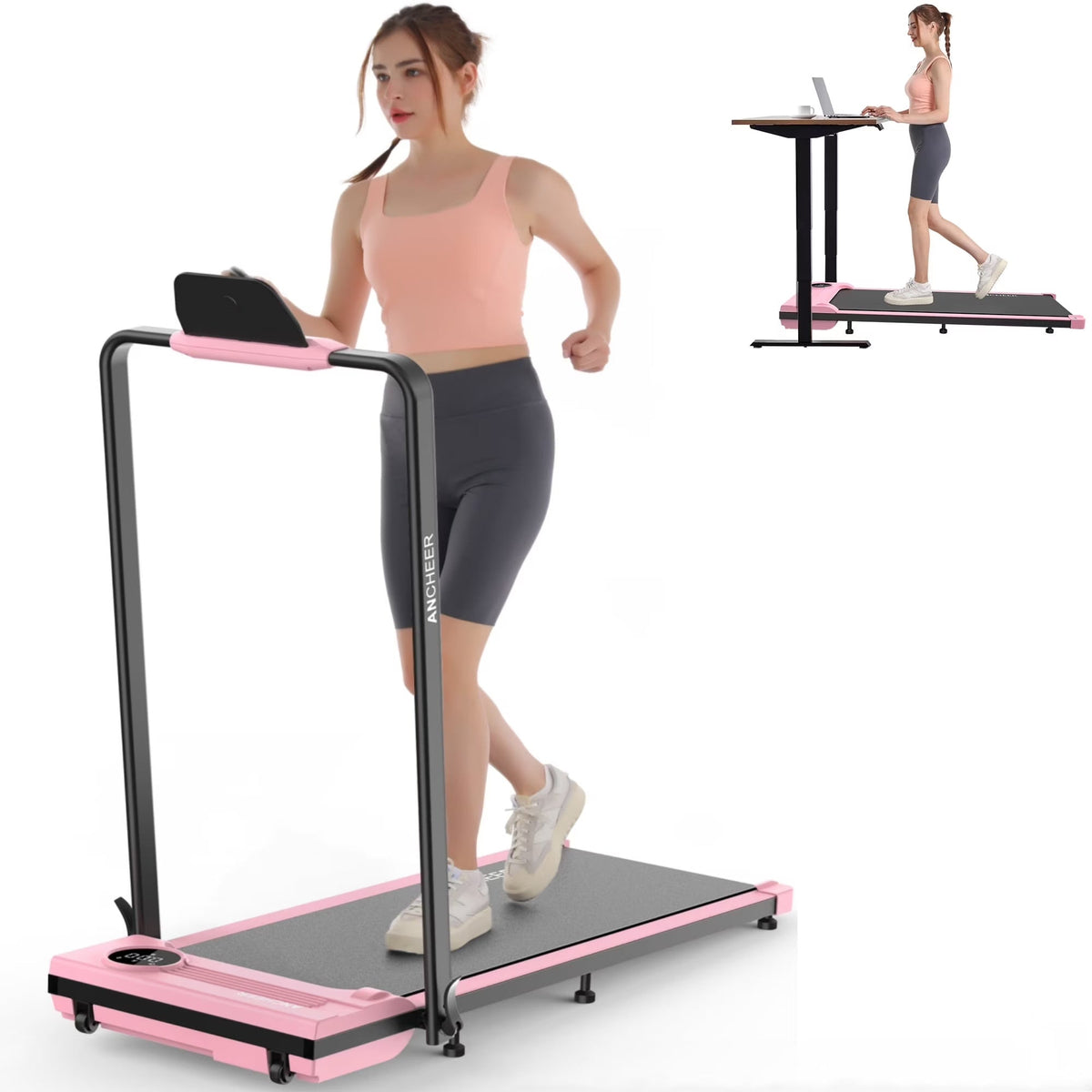 ANCHEER Portable Folding Walking Pad 300lb, 7.5 MPH Under Desk Treadmill with Remote Control LED Display,2 in 1 Walking Pad Treadmill for...