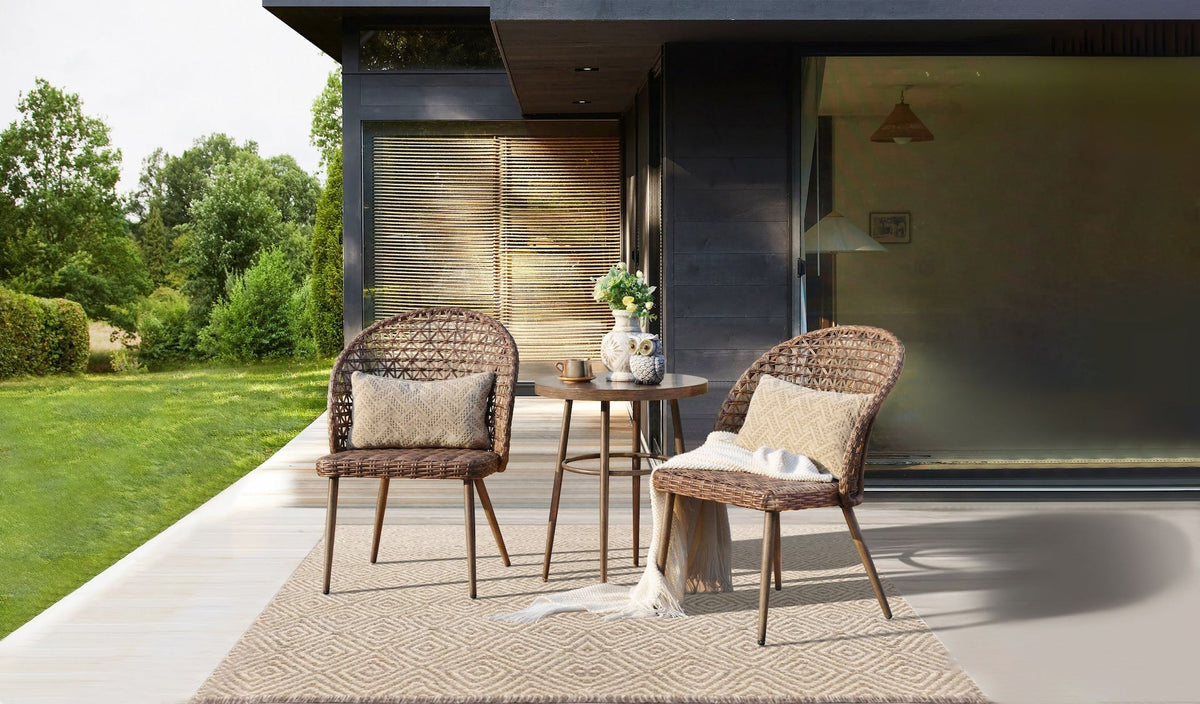 CANVAS Grayling Wicker Outdoor Patio Chat Set with Padded Cushions, Brown, 3-pc