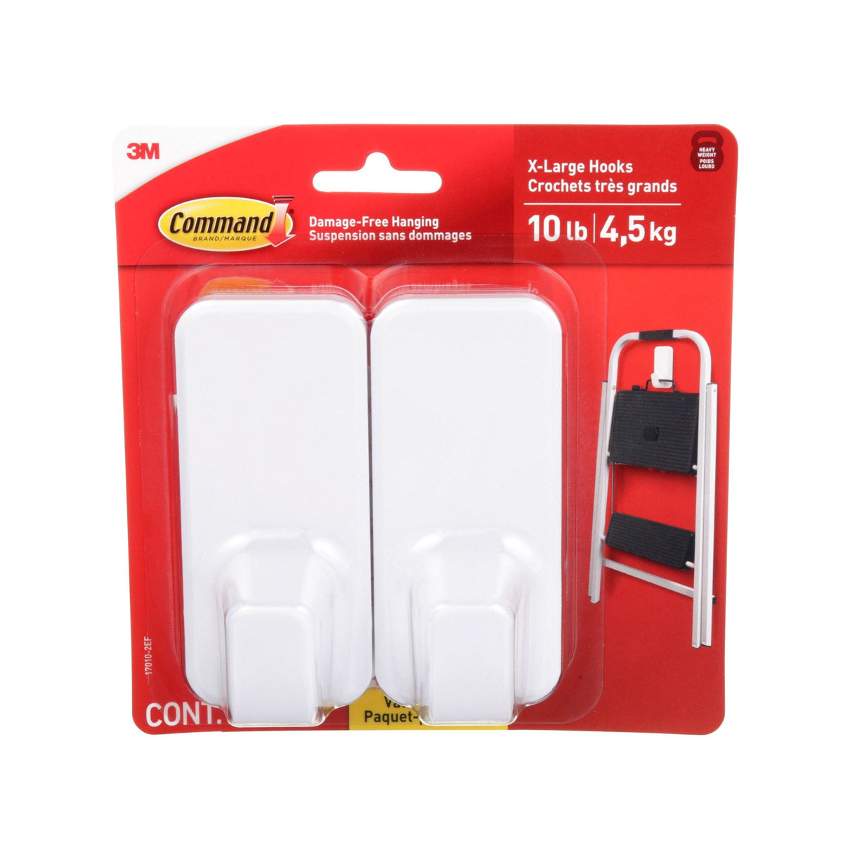 Command 10-lb Jumbo Hook Value Pack, 17010-2EF | 2 Hooks, 6 Strips per Pack