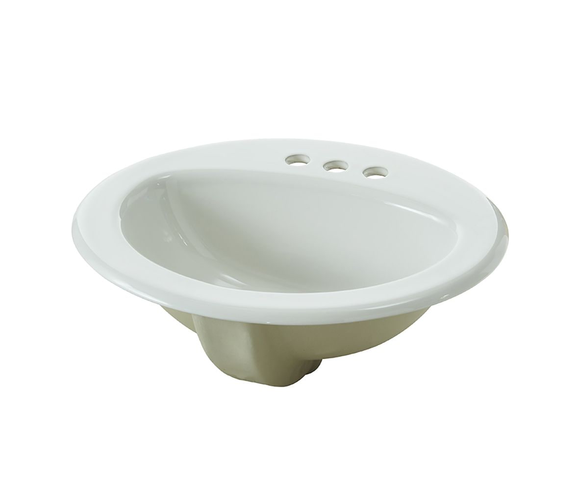 Danze Oval Drop-In Bathroom Sink, White, 4-in Centre, 20-in x 17-in