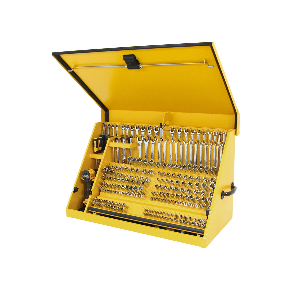 DEWALT Triangle Portable Multi-Tier Steel Tool Box with Power Outlet, 36-in