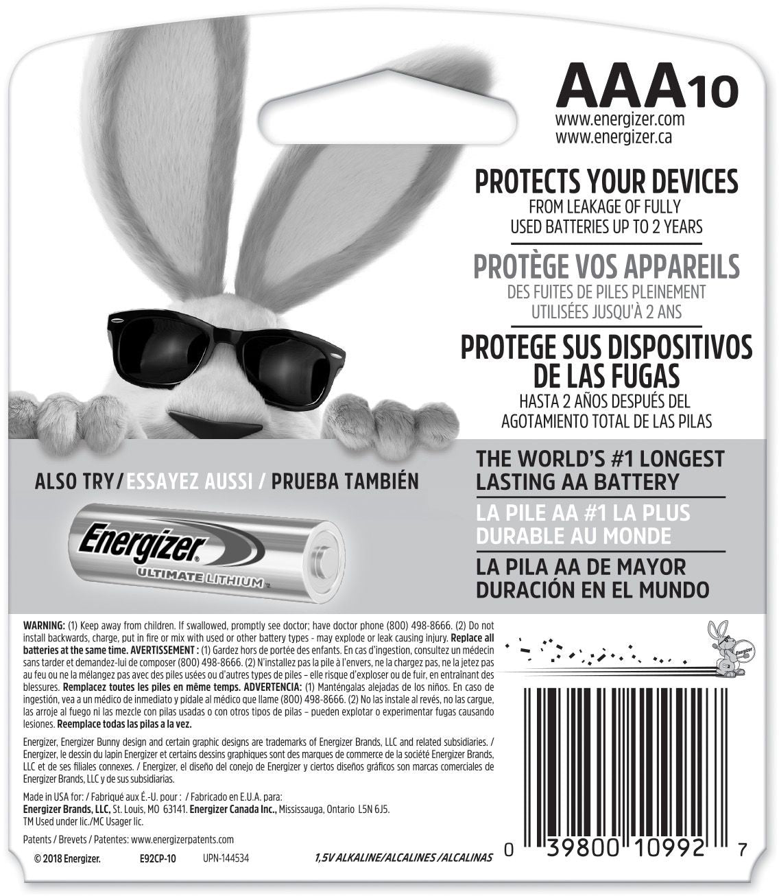 Energizer Max 10-pk AAA Alkaline Batteries, Long Lasting, All Purpose
