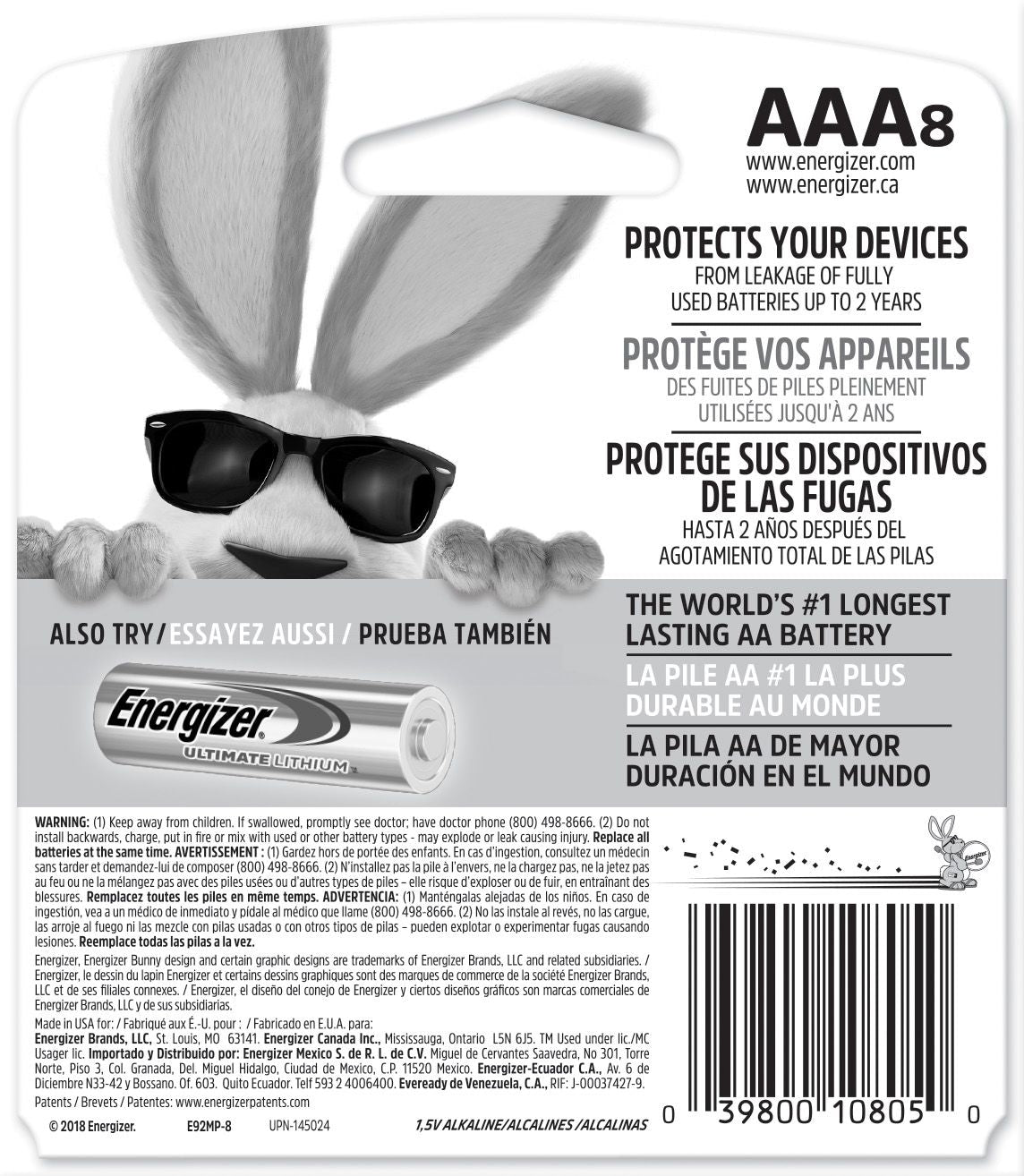 Energizer Max 8-pk AAA Alkaline Batteries, Long Lasting, All Purpose