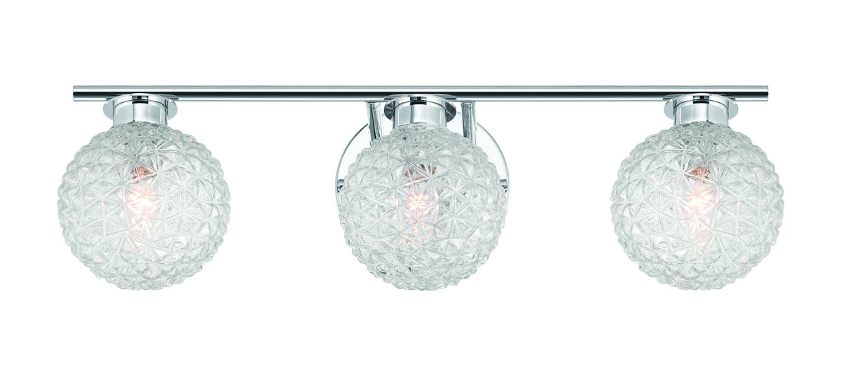 Eurofase 3-Light Chrome Vanity Light with Diamond Shades