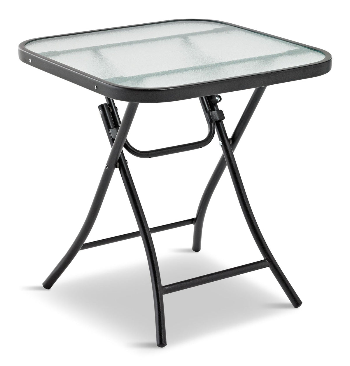 For Living Folding Outdoor/Patio Side Table with Glass Top, Assorted, 18-in
