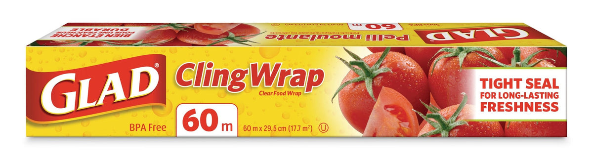 Glad Cling Plastic Wrap, 196-ft, BPA-Free with Superior Seal for Freshness