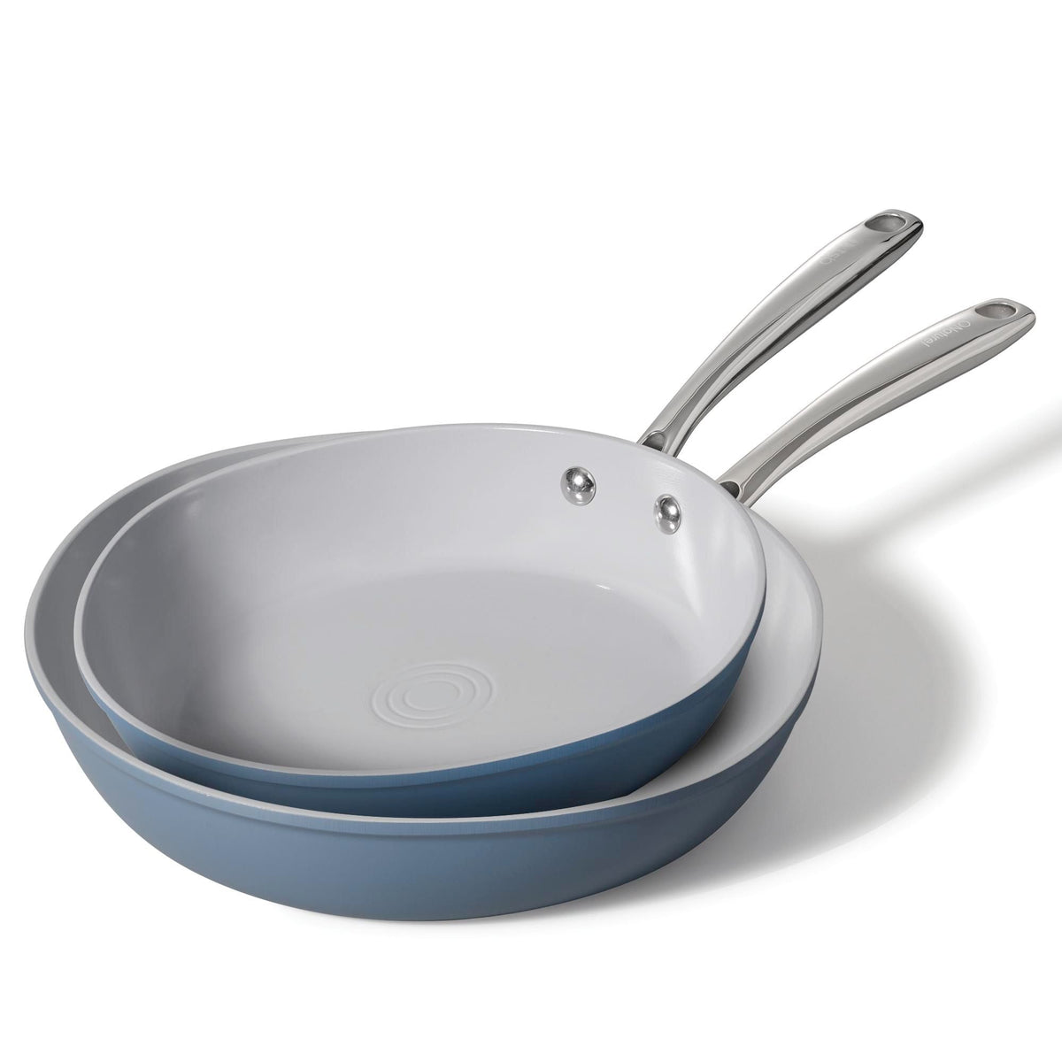 Heritage The Rock O Naturel Ceramic Non-Stick Frying Pan Set, Dishwasher & Oven Safe, Baby Blue, 26-cm & 30-cm, 2-pk