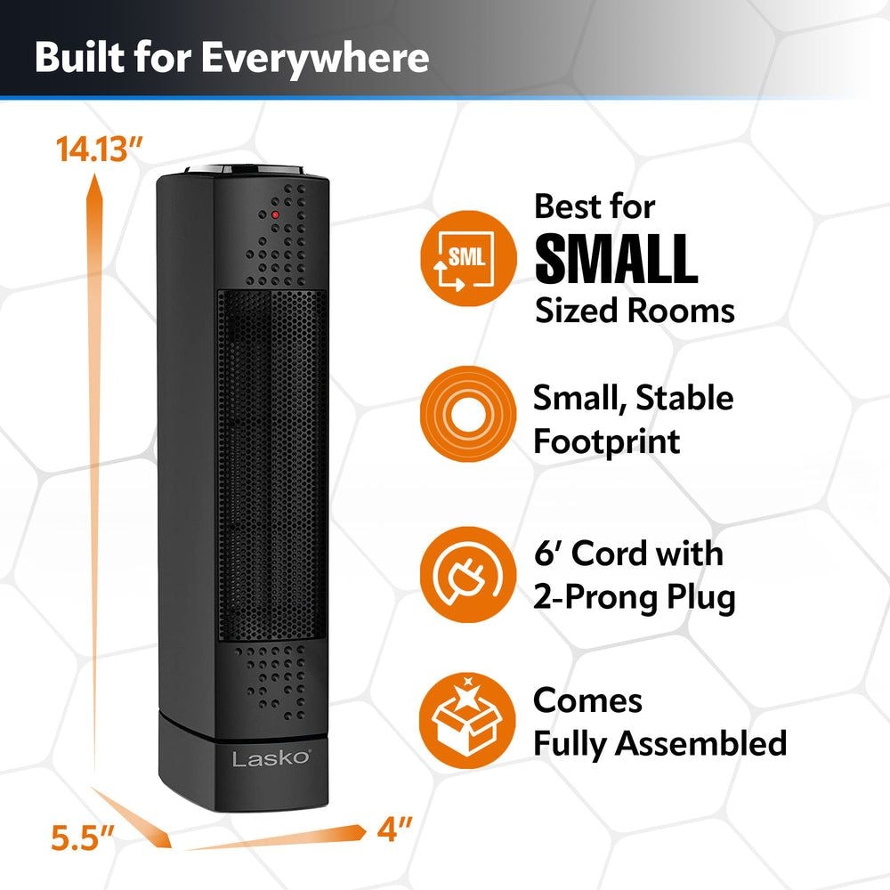Lasko Ultra Slim Tower Ceramic Space Heater, 1500W, Black