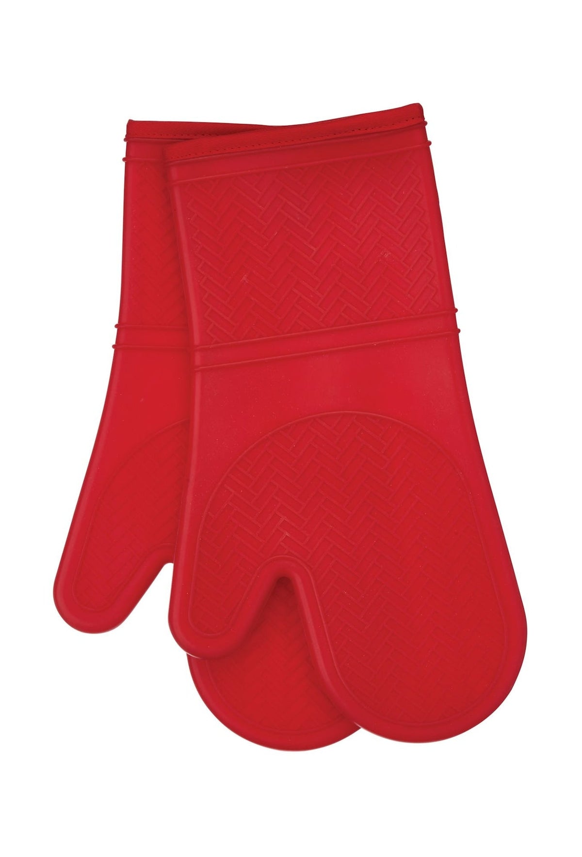 MASTER Chef 2pc Silicone Oven Mitt Set, Non-Slip Grip, Red