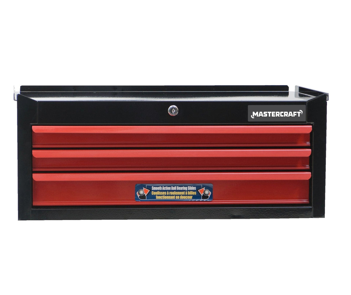 Mastercraft 3-Drawer Intermediate Tool Chest, Black & Red, 26-in