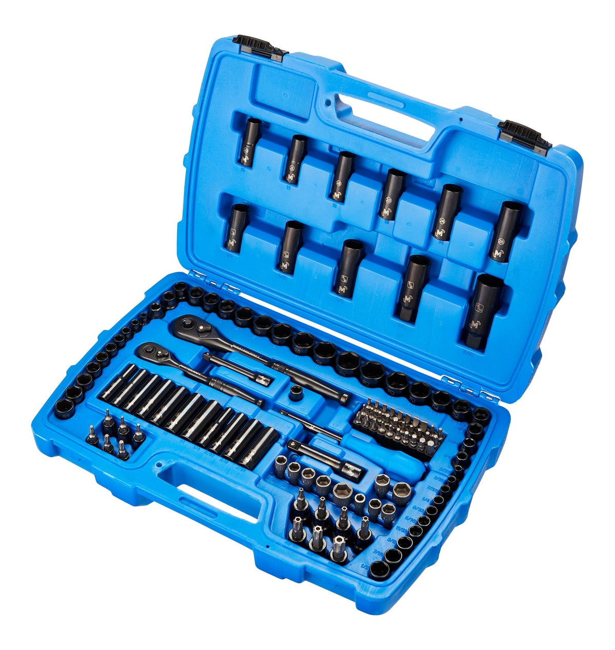 Mastercraft Socket Set, 122-pc, SAE/Metric, CRV, Black Steel Finish