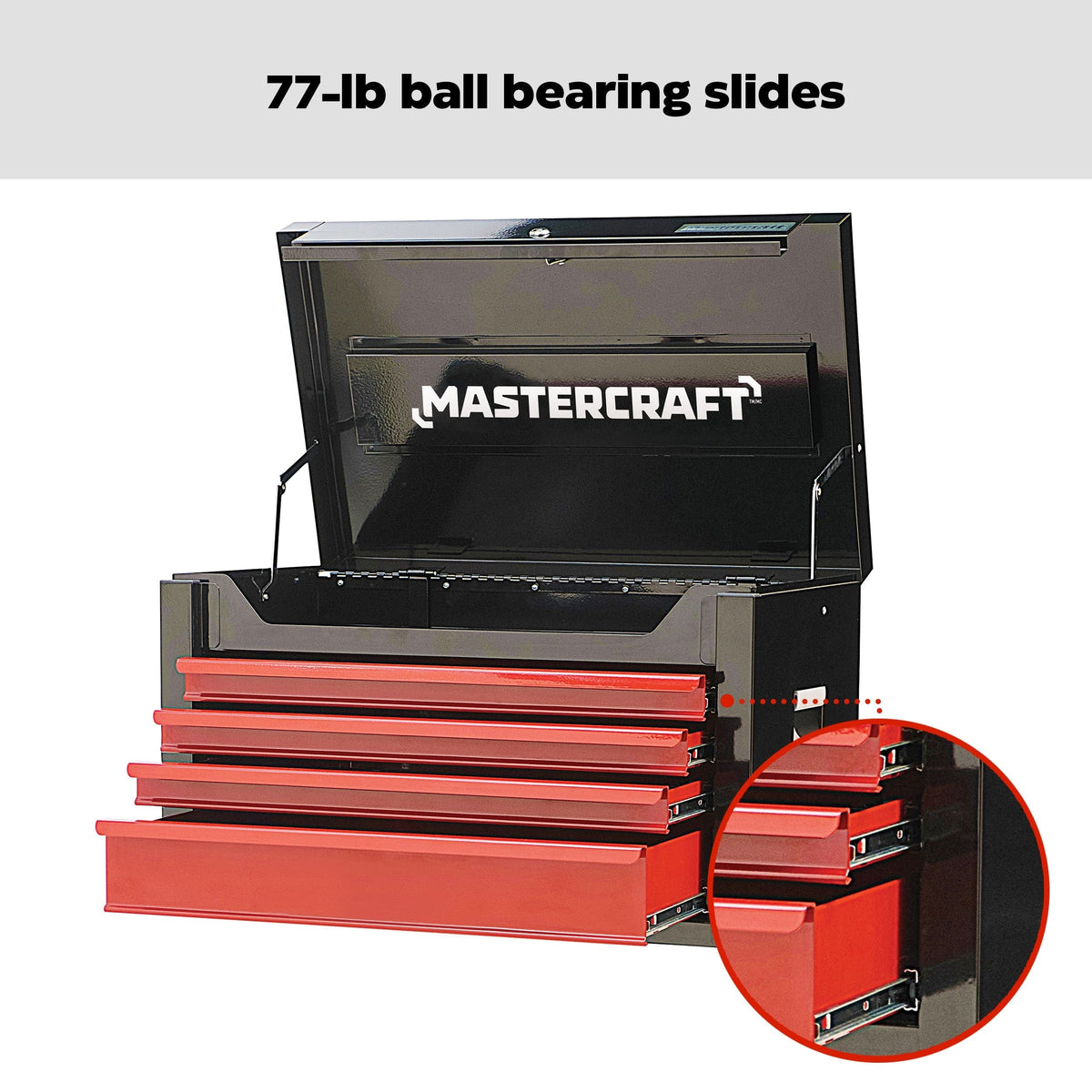 Mastercraft Tool Chest with 4 Drawers, Black & Red, 26-in