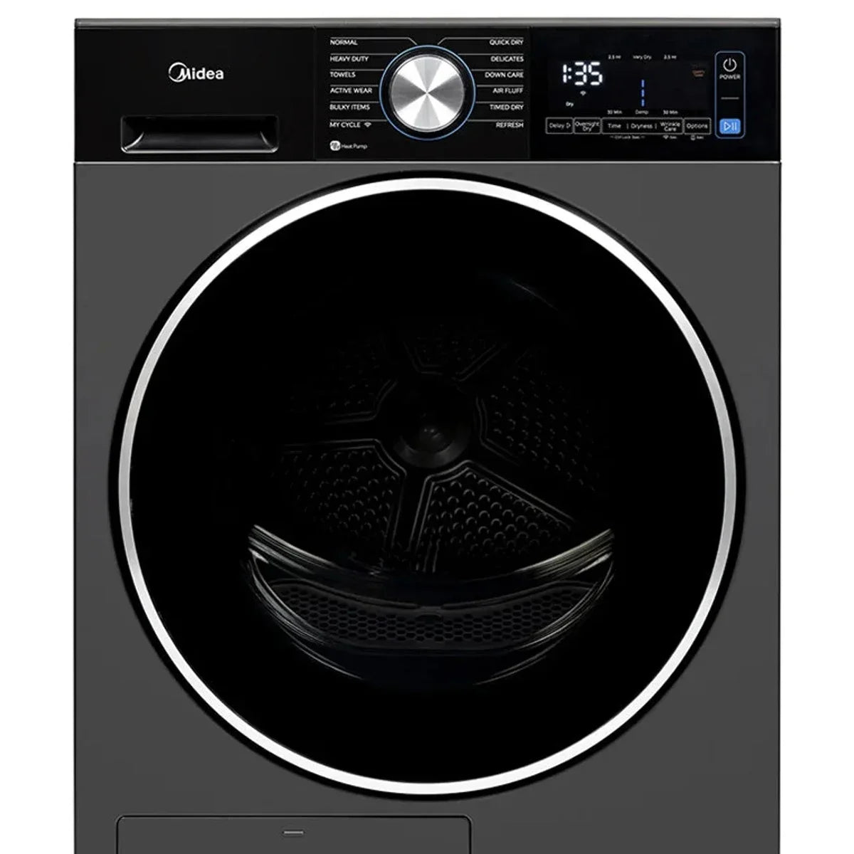 Midea 4.4 cu. ft. Graphite Steel Electric Ventless Dryer with Heat Pump and Stacking Kit