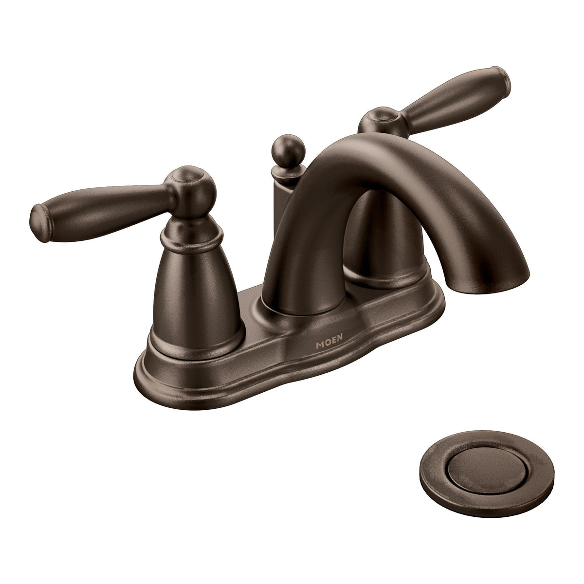Moen Brantford Double Handle Low Arc 4-in Centerset Bathroom Sink Faucet, WaterSense Certified, Oil Rubbed Bronze