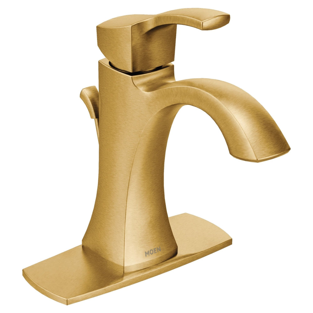 Moen Voss Single Handle High Arc Bathroom Sink Faucet, Brushed Gold