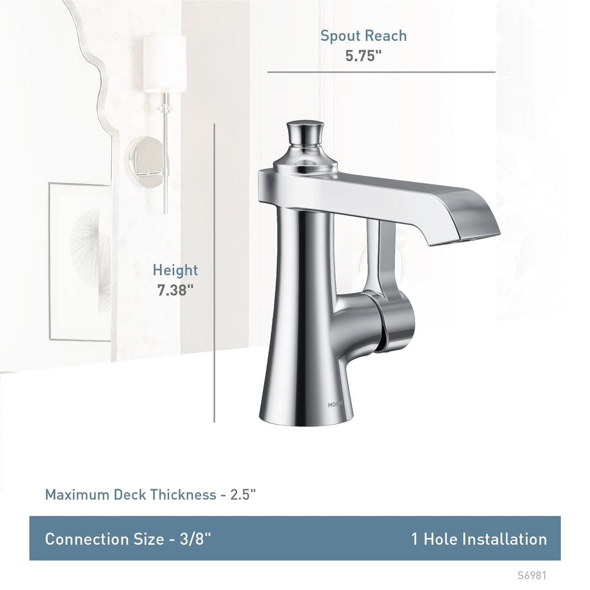Moen Voss Single Handle High Arc Bathroom Sink Faucet, Brushed Gold