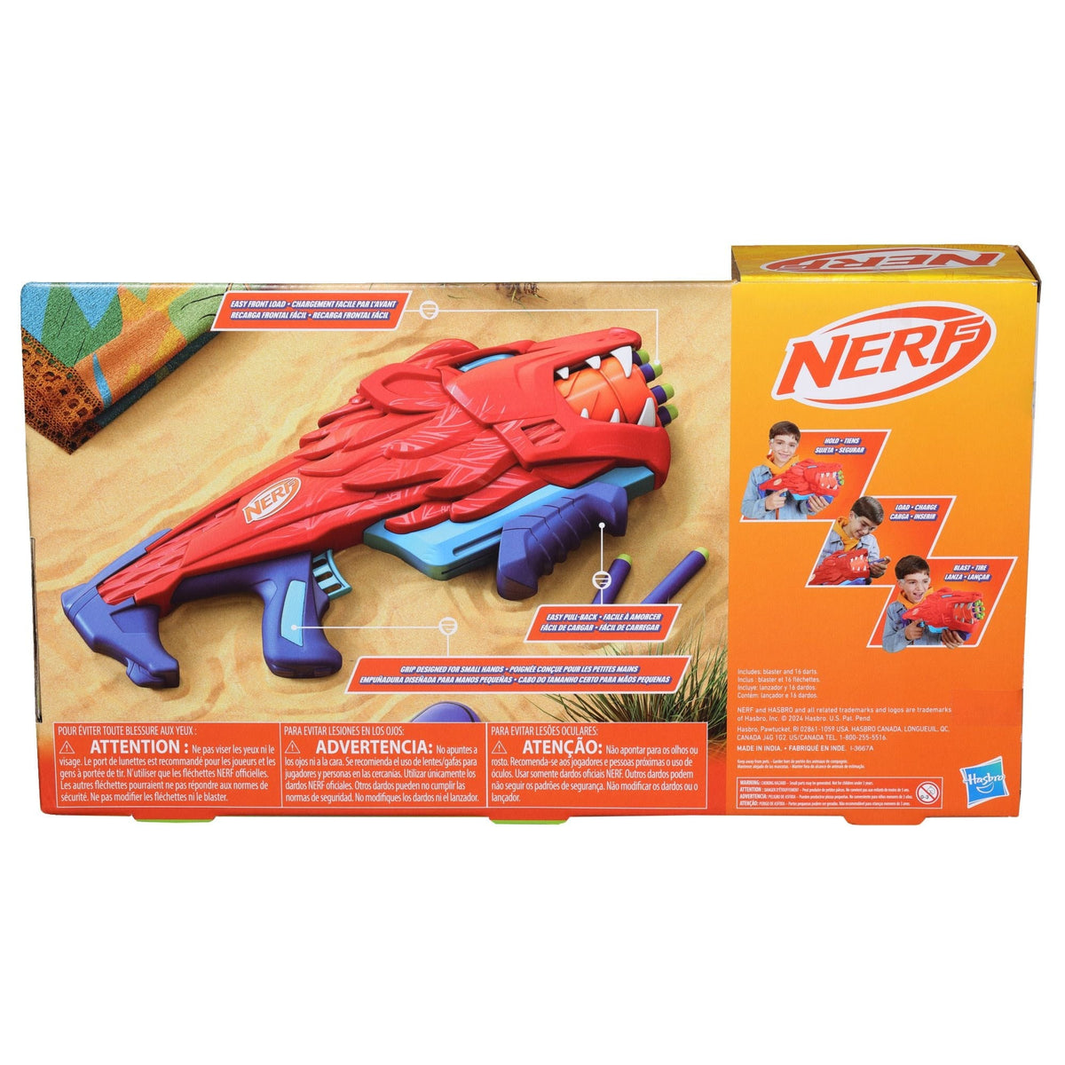 NERF Junior Wild Lionfury Easy-Play Dart Blaster, Includes 16 Darts, Ages 6+