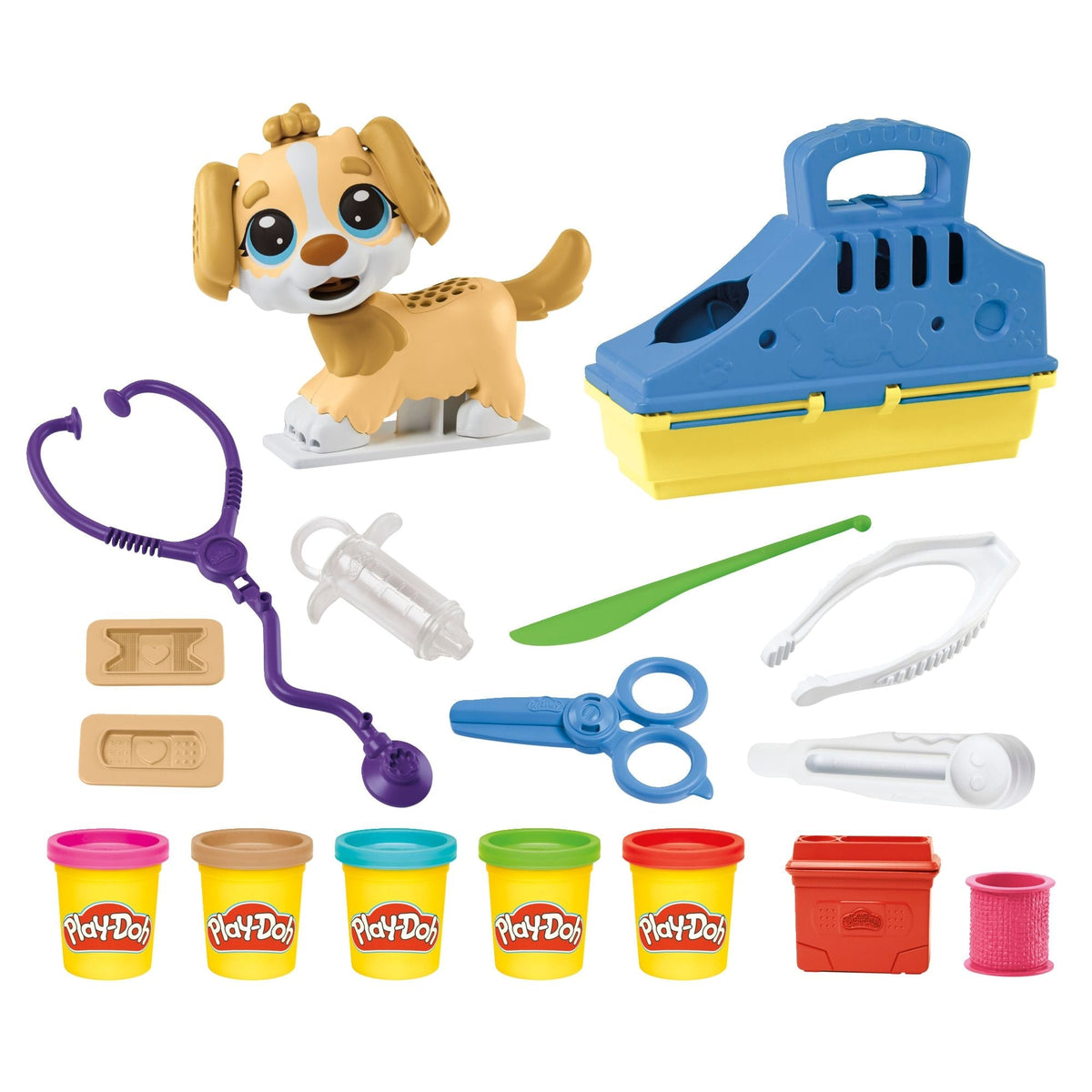 Play-Doh Care N' Carry Vet Playset, With Compound Cans, Non-Toxic, 10 oz, 5-pc, Ages 3+