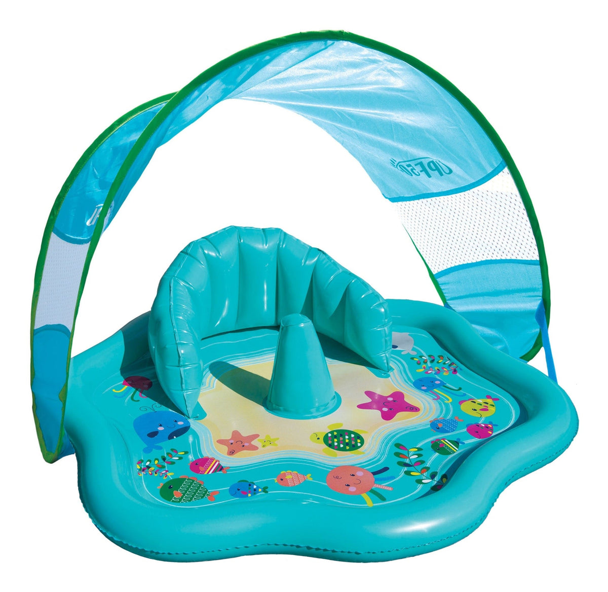Swim School Inflatable Baby Splash Mat with Canopy, 28-in, Ages 6-18m