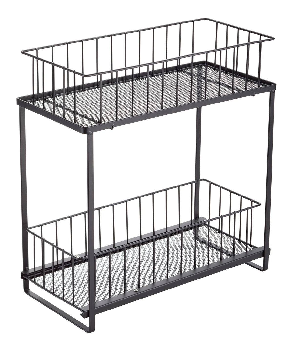 Type A 2-Tier Shower Organizer with Slide Out Basket, Black