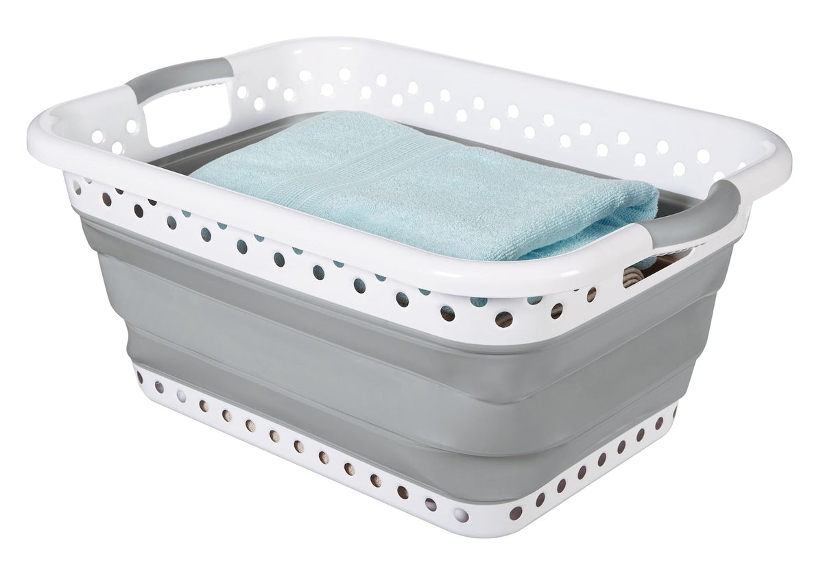 type A Collapsible Laundry Basket 24 L x 17.4 W x 3.2 to 10.5-in H
