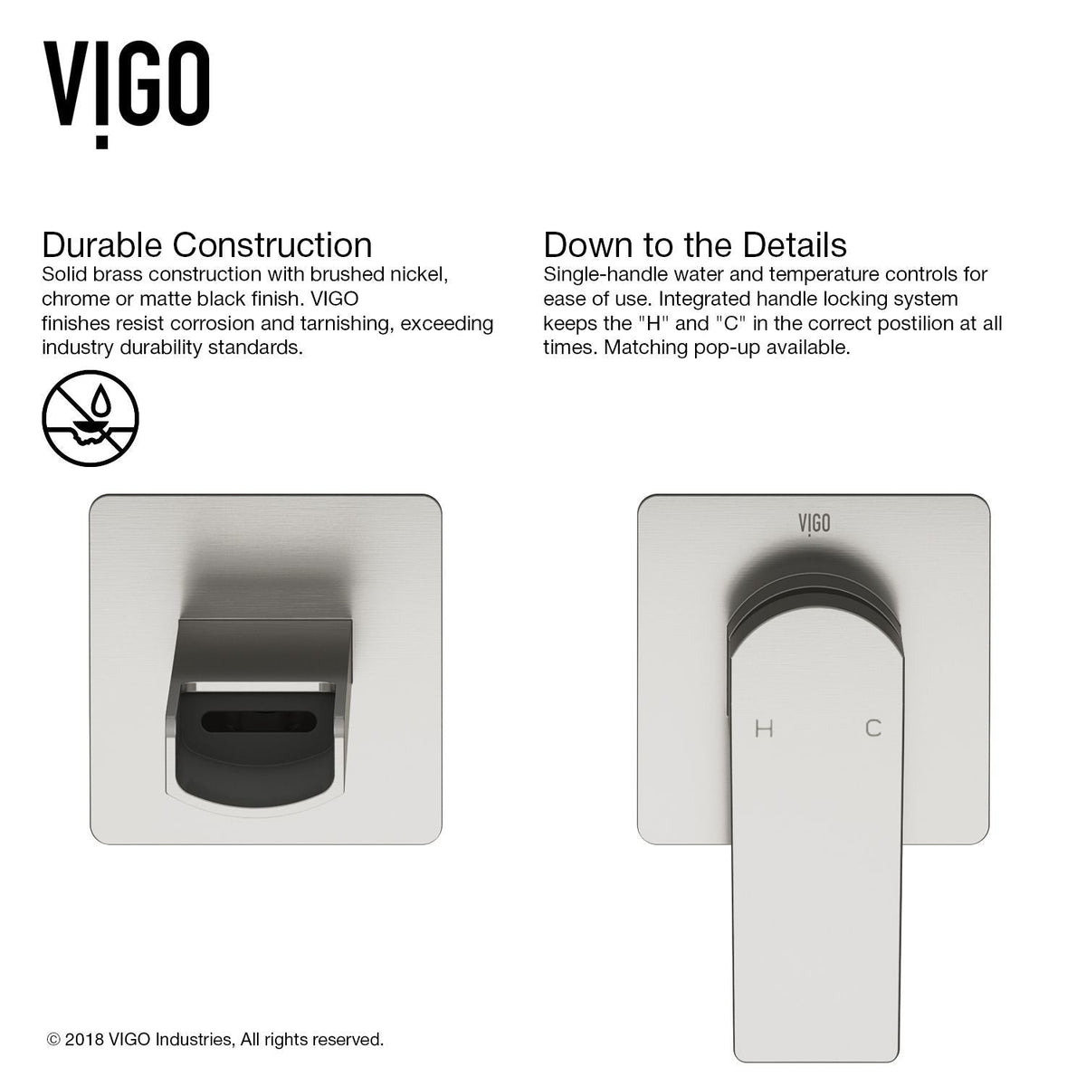 VIGO Atticus Brushed Nickel Wall Mount Bathroom Faucet