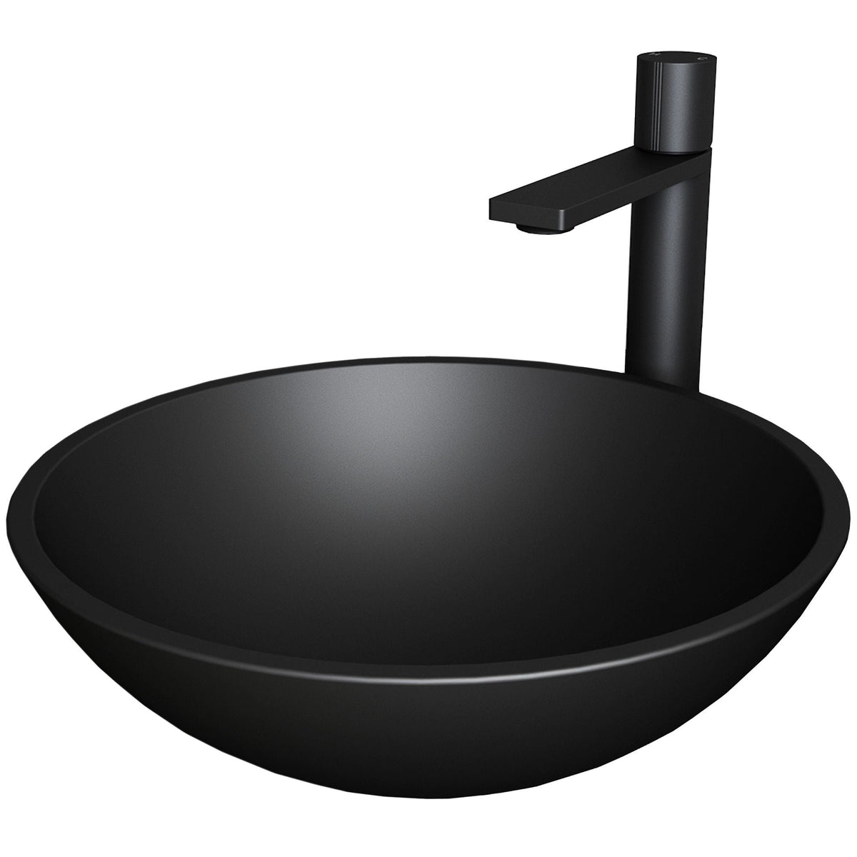 VIGO Cavalli MatteShell Matte Black Bathroom Sink/Basin Set with Gotham Faucet and Round Glass Vessel