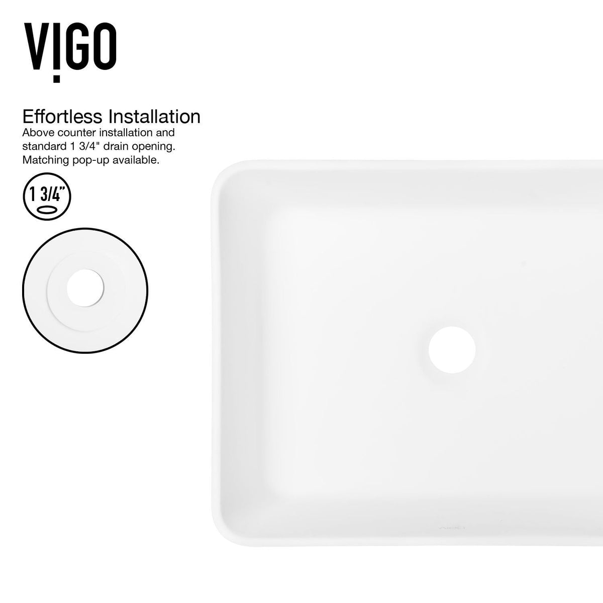 VIGO Marigold MatteStone Matte White Bathroom Sink/Basin Set with Apollo Faucet and Rectangular Composite Vessel
