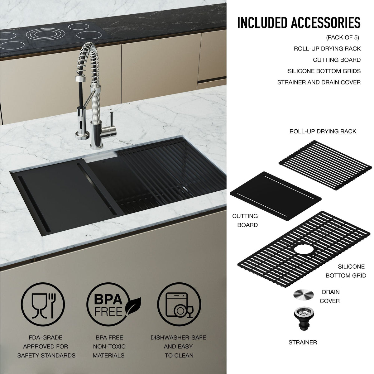 VIGO Mercer 33-in Stainless Steel Undermount Kitchen Sink