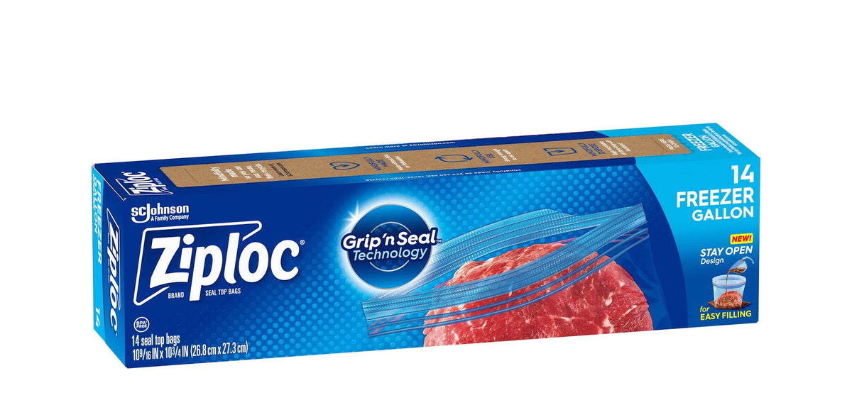 Ziploc Large Plastic Freezer Bags, 3.78-L, 14-pk