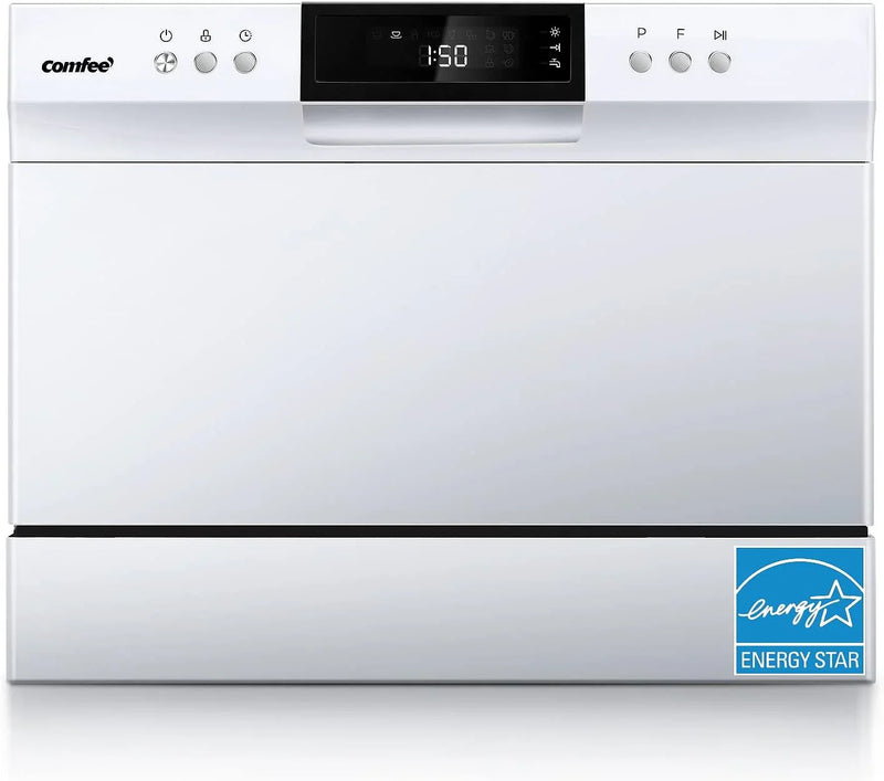 Countertop Dishwasher, Energy Star Portable Dishwasher, 6 Place Settings & 8 Washing Programs, Speed, Baby-Care, ECO& Glass, Dish Washer for Dorm, RV& Apartment, Black R9