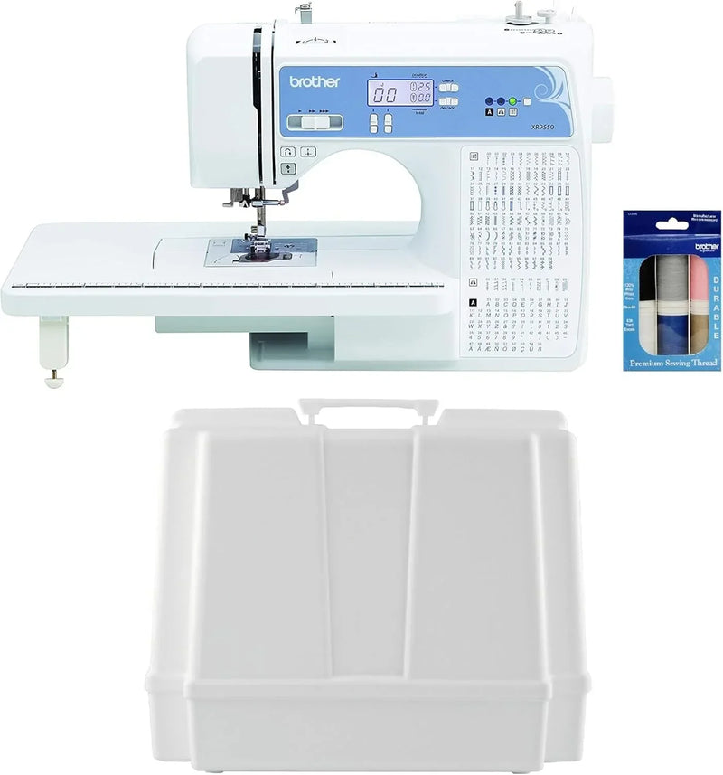 Brother Sewing and Quilting Machine, Computerized, 165 Built-in Stitches, LCD Display, Wide Table, 8 Included Presser Feet, White, 20x12x17 O9