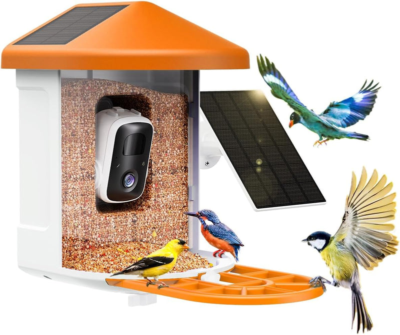 Bird Feeder with Camera with AI Identify Birds Species Solar Panel, Smart Bird House with Cam, 2K Live View, Instant Arrival Alerts H5