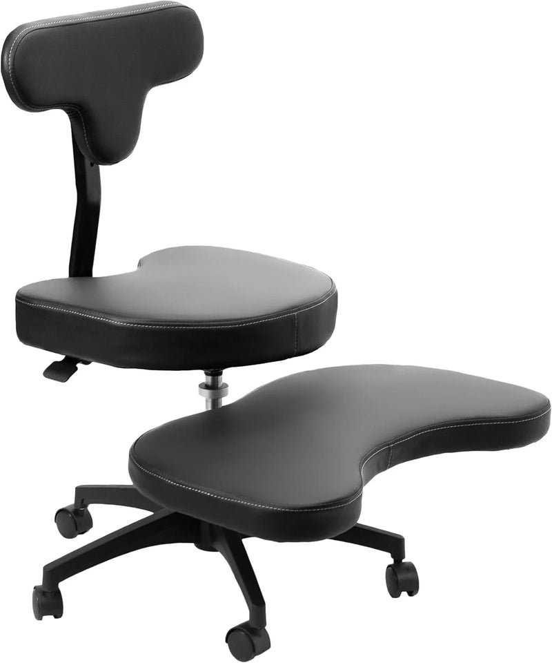 Cross-Legged Office Chair – Adjustable Height Floor Chair with Back Support for Yoga, Meditation, and ADHD (Black, CHAIR-CL02B-R) L3