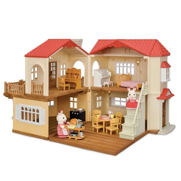 Calico Critters Red Roof Country Home, Dollhouse Playset with Figures, Furniture and Accessories J3