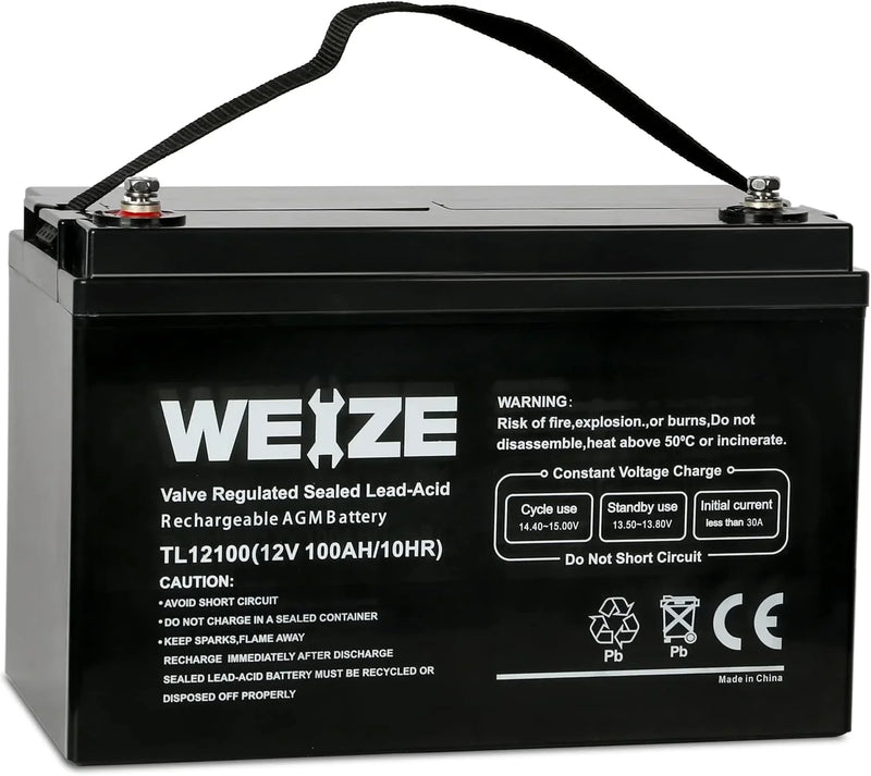 Deep Cycle AGM 12 Volt 100Ah Battery, Maintenance-Free, 3% Self-Discharge Rate, 1150A Max Discharge Current, Perfect for RV, Solar, Trolling Motor, Wind, Marine, Camping and Off-Grid System P3