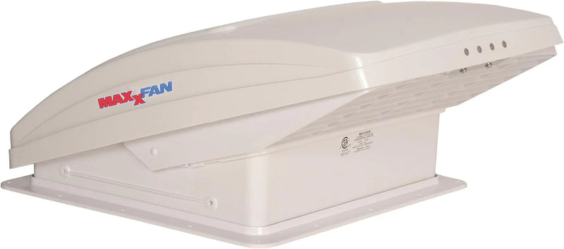 Deluxe - All-In-One RV Vent, Shield & Fan; Built-In Rain Shield, 10 Speed Reversible Fan with Thermostat, Fits Standard 14"x14" Roof Openings, 12V Long Life Motor, White (00-05100K) W5
