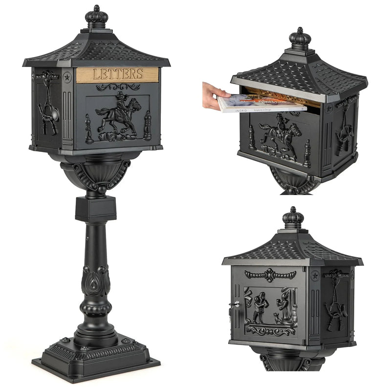 Cast Aluminum Mailbox with Post V7