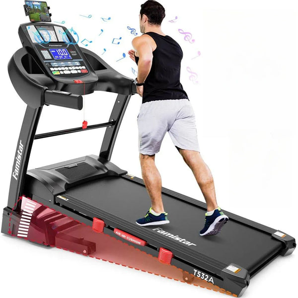 Famistar Folding Treadmill for Home with 15 Levels Auto Incline, 300LB Capcity, 10MPH Fast Speed Controls W6