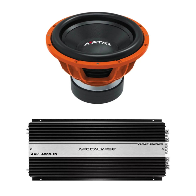 Deaf Bonce Car Audio 15" 2Ohm Avatar Subwoofer STU-1546-D2&Monoblock Amp Package New H6