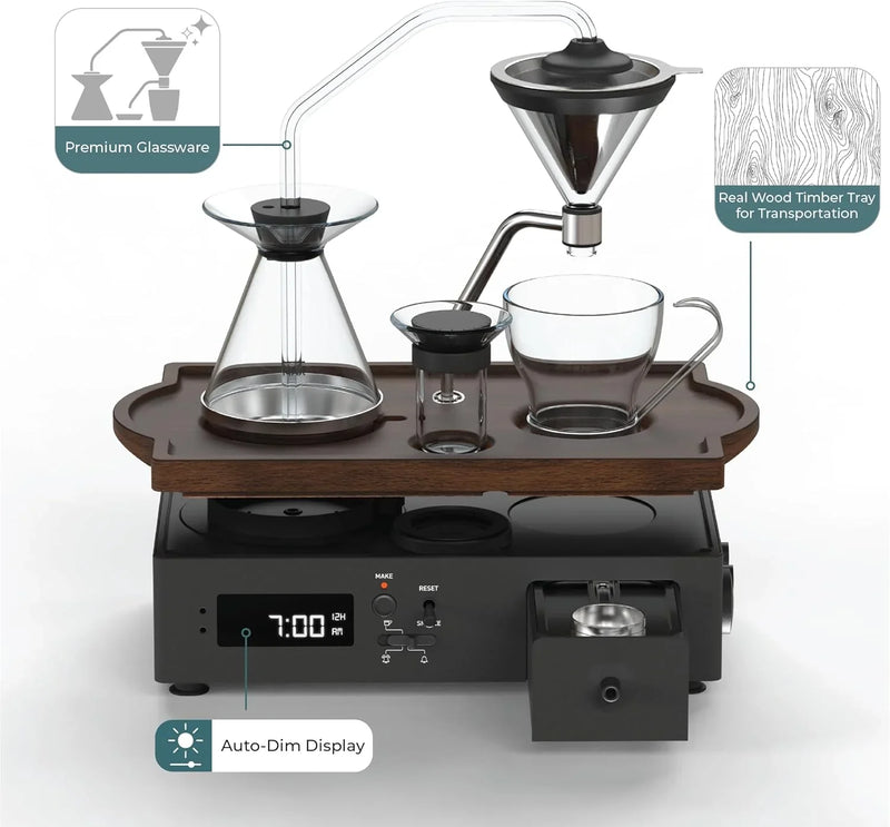 Coffee Alarm Clock Coffee Maker- Black Walnut X5