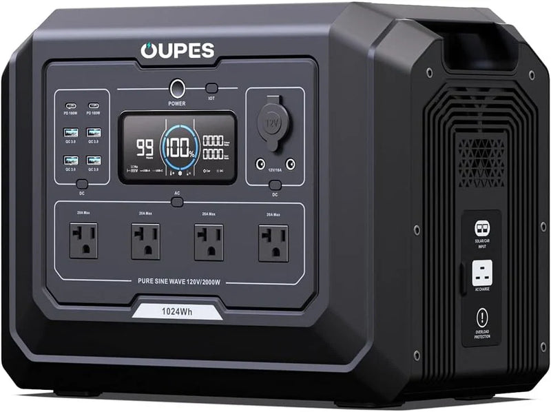 1 Portable Power Station 2000W (4500W Peak), 1024Wh LiFePO4 Battery Generator with 1400W AC Charging & 800W Solar Charging, Expandable to 5120Wh, for Home, Power Outages, Camping & RVs M5
