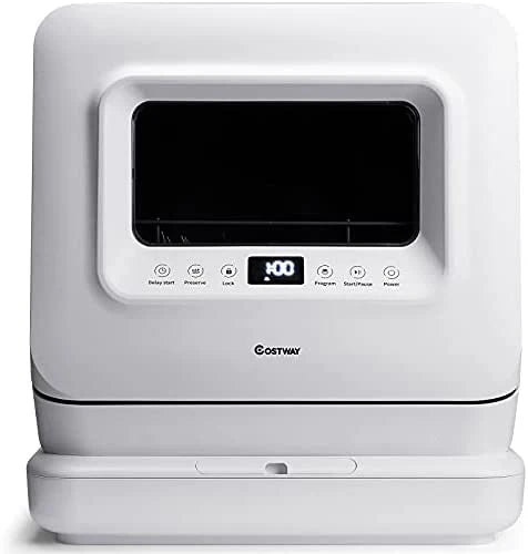 COSTWAY Portable Countertop Dishwasher, with 7.5L Openable Water Tank T6