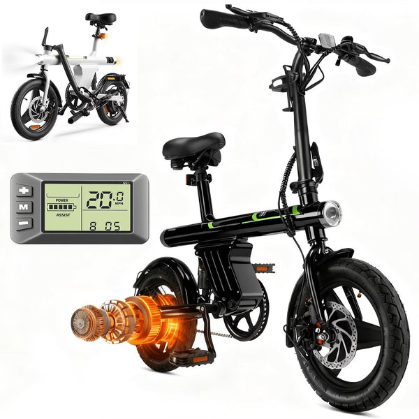 14 in Electric Bike for Adults,500W Folding E-Bike,Electric Commuter Mini Bikes,Electric Bicycles with 36V Removable Battery,Black K7